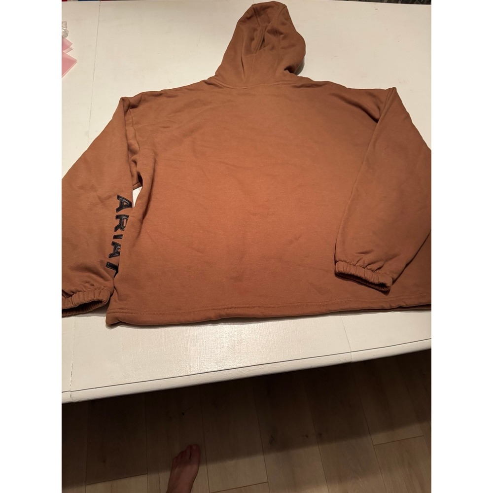 Ariat Essential Hood Toasted Coconut Brown Hoodie Logo Sleeve Womens XL 10062735 - Picture 5 of 5